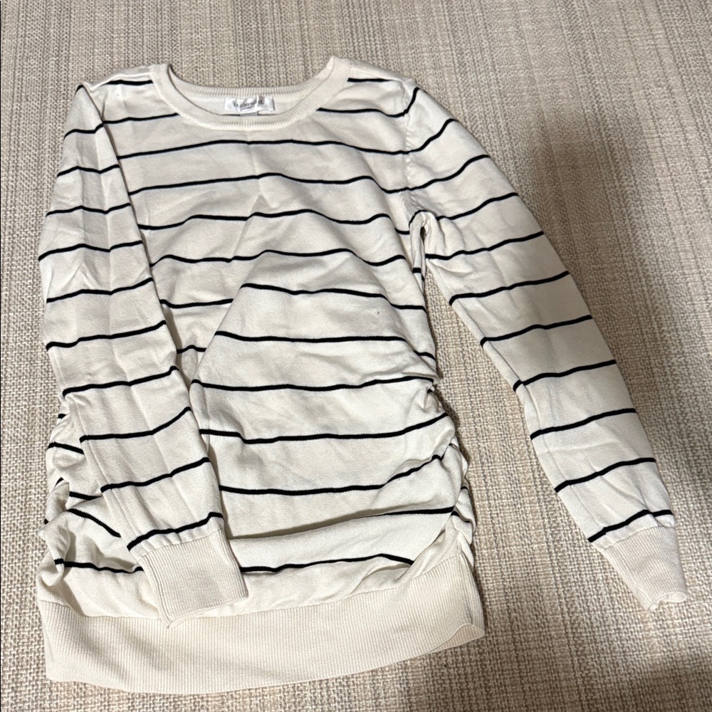 Motherhood Maternity Cream and Black Striped Sweater